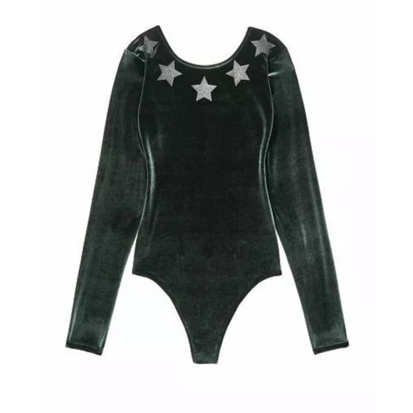 NWT VICTORIAS SECRET Green Velour Bodysuit - Picture 3 of 3